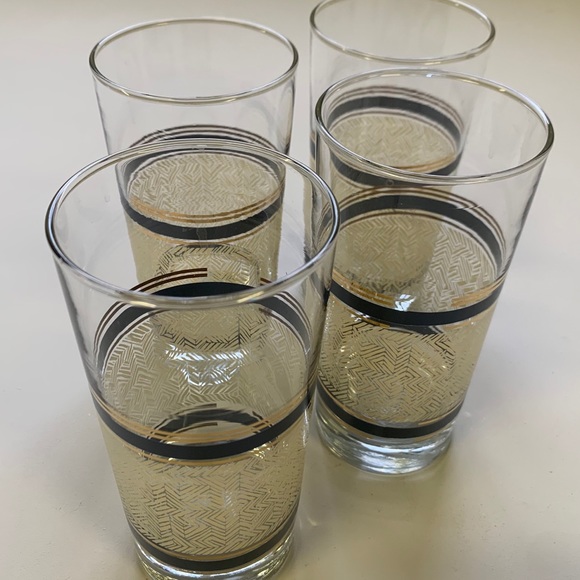 Navy Blue, Gold, & Cream Drinking Glasses - Picture 3 of 6